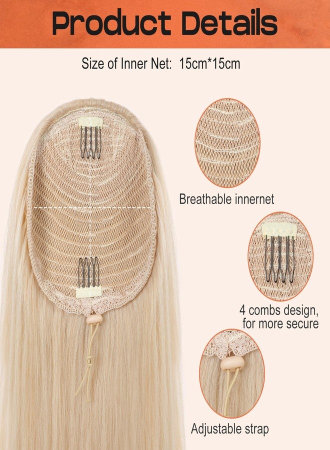 SEIKEA Versatile Drawstring Ponytail Extension, 26" Long Wavy Multi Layered Clip in Ponytail Hair Extensions Stand Up High Fake Pony Tail Soft Natural Synthetic Hairpiece Ash Blonde/White Blonde - Image 5
